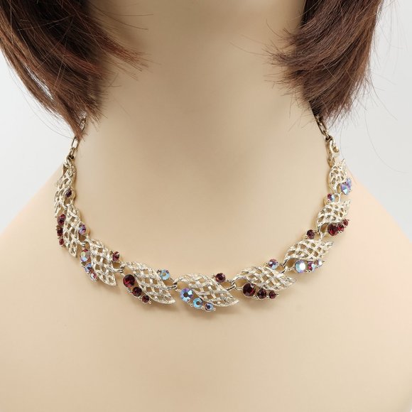 Lisner Rhinestone Necklace & Earrings, Vintage Rhinestone Jewelry - Picture 1 of 10
